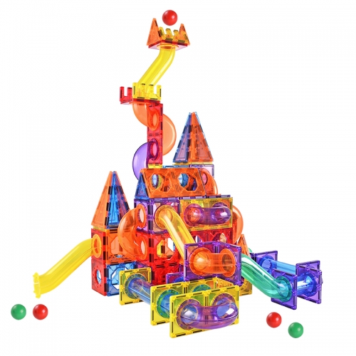 270pcs preschool assemble toys marble run race track magnetic tiles with balls