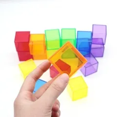 18PCS Rainbow Color Transparent 4CM Cubes Teaching Aid EducationalToys