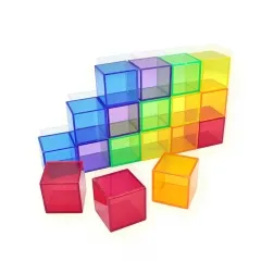 18PCS Rainbow Color Transparent 4CM Cubes Teaching Aid EducationalToys