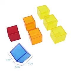 18PCS Rainbow Color Transparent 4CM Cubes Teaching Aid EducationalToys