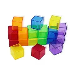 18PCS Rainbow Color Transparent 4CM Cubes Teaching Aid EducationalToys