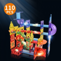 Puzzle toy magnet block set with 110 transparent luminous pipes
