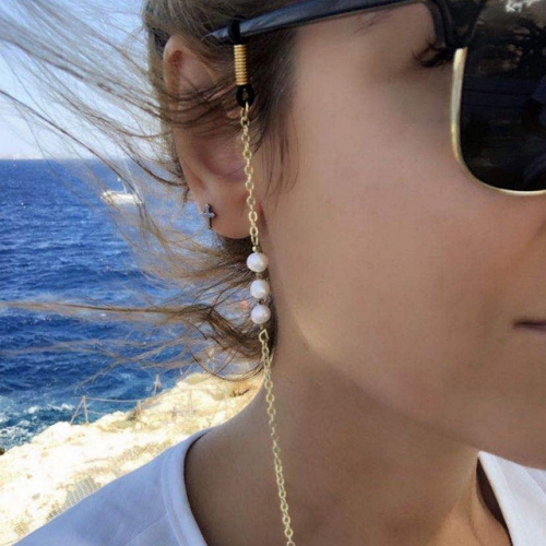Ursumy Gold Glasses Necklace Pearl Pendant Eyeglasses Holder Strap Sunglasses Chain Eyewear Retainer for Women