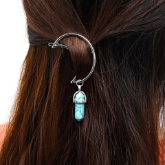 Dmaiy Turquoise Hair Clips Vintage Moon Headpieces Dangle Pendant Geometric Hairpins for Women 1PCS