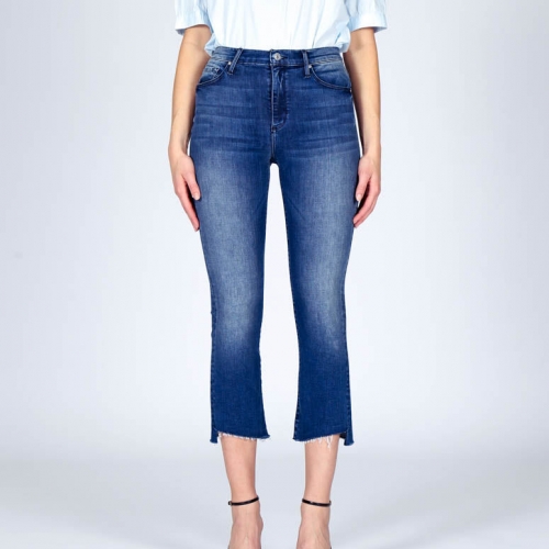 Women blue straight cropped jeans