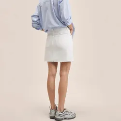Cotton Straight White Denim Skirt
