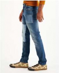 Patchwork Damaged Skinny Men Jeans