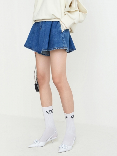 High Waist A-Line Denim High WaistedSkirt