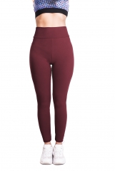 High waist leggings wine red