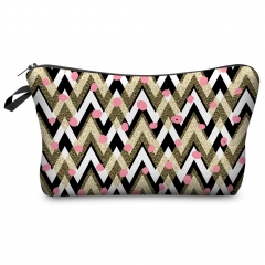 Makeup bag gold zig zag