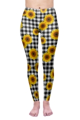 Leggings sunflowers black gird