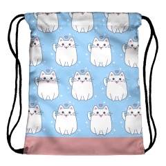 Drawstring bag white sparkle Kitty