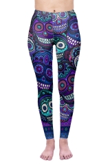 Leggings mexican skull violet