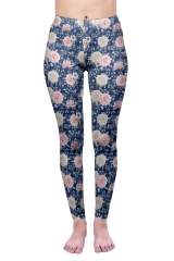 Leggings roses blue gird