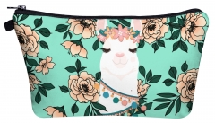 make up bag llamaste floral