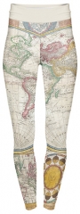 High waist leggings decorative map