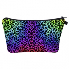 makeup bags  rainbow leopard