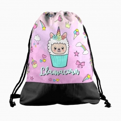 leather bottom  drawstring bag lamb