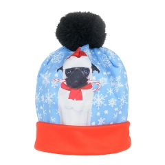 Beanie pompon SWEET CHRISTMAS PUG