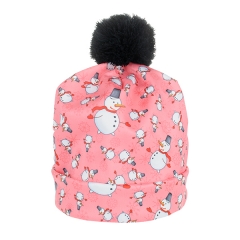 Beanie pompon SNOWMAN WHITE PINK