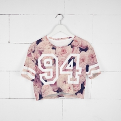 Crop T-shirt 94vintage roses pink 94