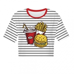 彩色短T恤 黑条纹快餐FAST FOOD STRIPES