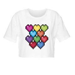 白色短T恤像素很多心PIXEL HEARTS