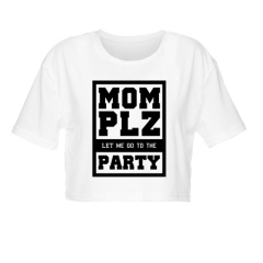 白色短T恤黑框粗体字母mom plz party