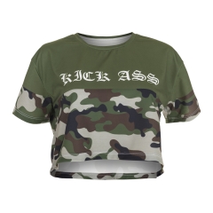 Crop T-shirt MAKE SHIT CAMO