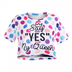 彩色短T恤彩色圆点SAY YES MY QUEEN