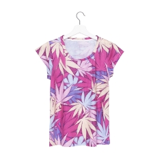 Women T-shirt weed pink