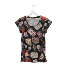 Women T-shirt food black