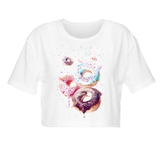 Crop T-shirt WATERCOLOR DONUTS