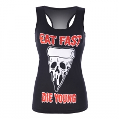 彩色工字背心黑色披萨 EAT FAST DIE YOUNG