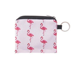 方形零钱包站着粉色火烈鸟retro game flamingo