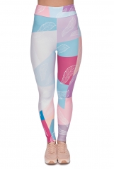 High waist leggings PASTEL FEATHERS