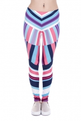 3D print leggings geometric sticpes blue