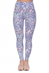 High waist leggings PASTEL FLOWERS CARTOON