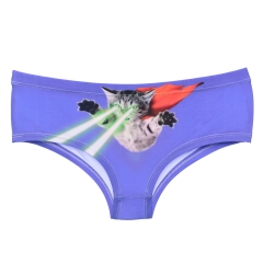 女式内裤紫底激光眼的超人猫supercat