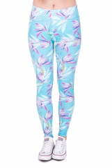 3D print leggings blue leaves color