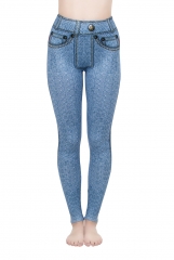 3D print leggings light blue jeans with patches