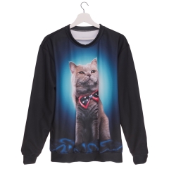 Sweatshirt blue bow cat