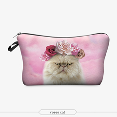 化妆包带着花环的猫roses cat