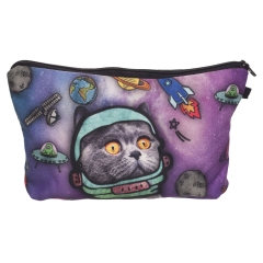 化妆包星空下的宇航猫space cat