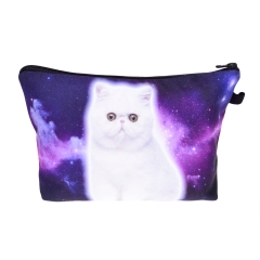 makeup bag  galaxy white cat