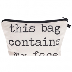 化妆包白底黑字母THIS BAG CONTAINS MY FACE