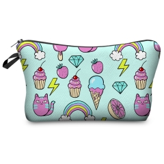Cosmetic case PINK AND MINT DOODLE