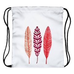 Drawstring bag pink feathers