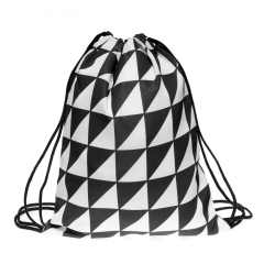 Drawstring bag trianglesblack-white