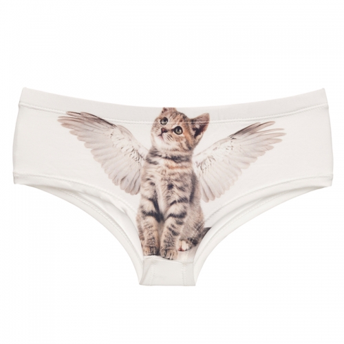女式内裤白底天使猫angel cat